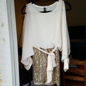 Windsor: cold shoulder long sleeve mini dress